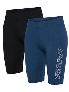 hummel hmlTE MAJA 2-PACK MW C TIGHT SHORTS Funktionsshorts Damen BLACK/INSIGINA BLUE
