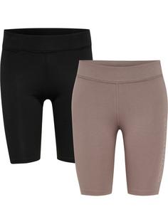hummel hmlTE MAJA 2-PACK MW C TIGHT SHORTS Funktionsshorts Damen BLACK/DRIFTWOOD