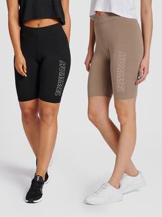Rückansicht von hummel hmlTE MAJA 2-PACK MW C TIGHT SHORTS Funktionsshorts Damen BLACK/DRIFTWOOD