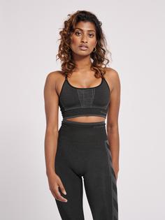 Rückansicht von hummel hmlMT ENERGY SEAMLESS SPORTS TOP Funktionstop Damen BLACK/ASPHALT MELANGE
