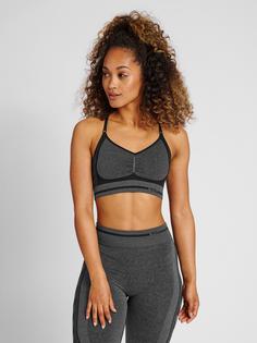 Rückansicht von hummel hmlMT LULU SEAMLESS SCRUNCH BRA Funktionstop Damen BLACK MELANGE