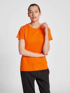 Rückansicht von hummel hmlRED BASIC T-SHIRT S/S WOMAN Funktionsshirt Damen ORANGE TIGER