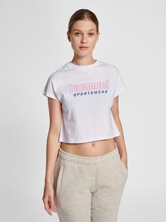 Rückansicht von hummel hmlLGC JUNE CROPPED T-SHIRT T-Shirt Damen WHITE