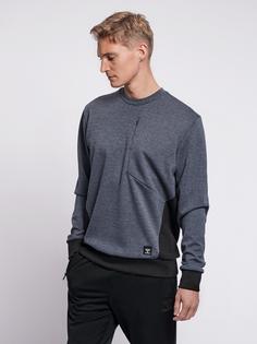 Rückansicht von hummel hmlTROPPER SWEATSHIRT Funktionssweatshirt Herren BLACK IRIS MELANGE