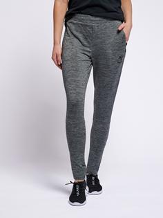 Rückansicht von hummel hmlSELBY TAPERED PANTS Trainingshose Damen DARK GREY MELANGE