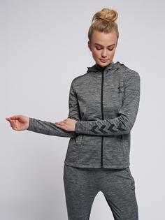Rückansicht von hummel hmlSELBY ZIP HOODIE Funktionssweatshirt Damen DARK GREY MELANGE