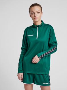 Rückansicht von hummel hmlAUTHENTIC HALF ZIP SWEATSHIRT WOMAN Funktionssweatshirt Damen EVERGREEN