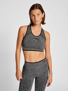 Rückansicht von hummel hmlMT UNA SEAMLESS SPORTS TOP Funktionstop Damen BLACK MELANGE