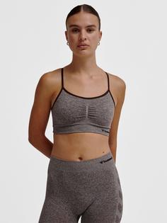 Rückansicht von hummel hmlCI SEAMLESS SCRUNCH SPORTS BRA Funktionstop Damen CHOCOLATE PLUM MELANGE