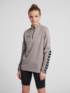 Rückansicht von hummel hmlAUTHENTIC HALF ZIP SWEATSHIRT WOMAN Funktionssweatshirt Damen GREY MELANGE