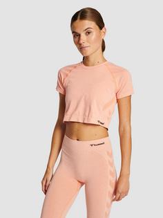 Rückansicht von hummel hmlCI SEAMLESS CROPPED T-SHIRT Funktionsshirt Damen CANYON SUNSET MELANGE