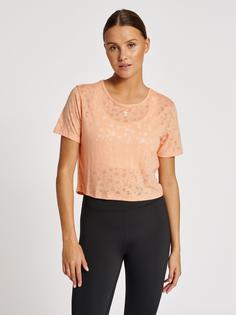 Rückansicht von hummel hmlMT IRIS BURNOUT CROP T-SHIRT Funktionsshirt Damen ALMOST APRICOT