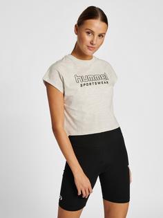Rückansicht von hummel hmlLGC JUNE CROPPED T-SHIRT T-Shirt Damen TOFU MELANGE