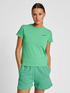 Rückansicht von hummel hmlLGC KRISTY SHORT T-SHIRT T-Shirt Damen GREEN SPRUCE