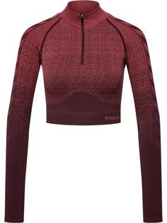 hummel hmlMT FADE SEAMLESS HALF ZIP Funktionssweatshirt Damen BITTER CHOCOLATE/MINERAL RED