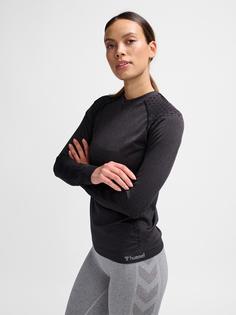 Rückansicht von hummel hmlCI SEAMLESS T-SHIRT L/S Funktionsshirt Damen BLACK MELANGE