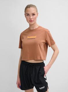 Rückansicht von hummel hmlLGC MALU CROPPED T-SHIRT T-Shirt Damen MOCHA MOUSSE