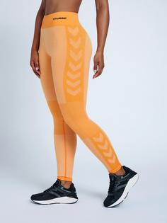 Rückansicht von hummel hmlCLEA SEAMLESS MID WAIST TIGHTS Tights Damen BLAZING ORANGE/CARROT CURL MELANGE