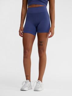 Rückansicht von hummel hmlMT DEFINE SEAML SCRUNCH SHORTS Funktionsshorts Damen BLUE INDIGO