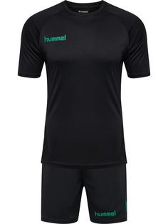 hummel hmlPROMO SET Trainingsanzug Herren BLACK/VERDANT GREEN