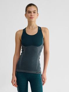 Rückansicht von hummel HMLCLEA SEAMLESS TOP Funktionsshirt Damen DARK SEA