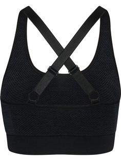 Rückansicht von hummel hmlMT SHINE SEAMLESS SPORTS BRA Funktionstop Damen BLACK MELANGE