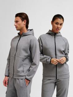 Rückansicht von hummel hmlTECH FLEECE REGULAR ZIP HOODIE Funktionssweatshirt Herren GREY MELANGE