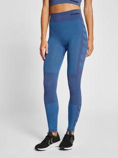 Rückansicht von hummel hmlCLEA SEAMLESS MID WAIST TIGHTS Tights Damen RIVIERA/INSIGNIA BLUE MELANGE
