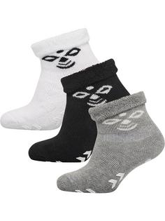 hummel SNUBBIE SOCKS 3 PK Freizeitsocken Kinder BLACK/GREY MELANGE/WHITE
