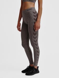 Rückansicht von hummel hmlCI SEAMLESS MID WAIST TIGHTS Tights Damen CHOCOLATE PLUM MELANGE