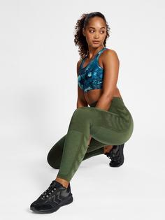 Rückansicht von hummel hmlCLEA SEAMLESS MID WAIST TIGHTS Tights Damen CLIMBING IVY/BEETLE MELANGE