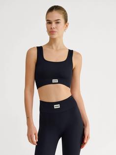 Rückansicht von hummel hmlPULSE SEAMLESS RIB BRA Funktionstop Damen BLACK