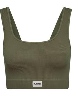 hummel hmlPULSE SEAMLESS RIB BRA Funktionstop Damen DUSTY OLIVE