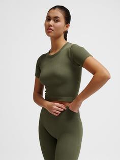 Rückansicht von hummel hmlPULSE SEAMLESS RIB W T-SHIRT S/S Funktionsshirt Damen DUSTY OLIVE