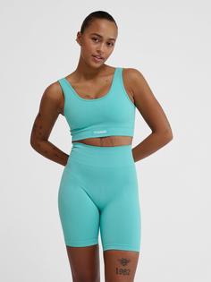 Rückansicht von hummel hmlALIVE SEAMLESS BRA Sport-BH Damen POOL BLUE
