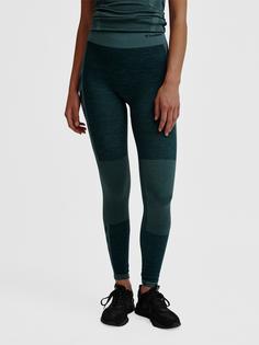 Rückansicht von hummel hmlCLEA SEAMLESS MID WAIST TIGHTS Tights Damen GREEN GABLES/GARDEN TOPIARY ME