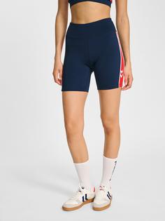 Rückansicht von hummel Funktionsshorts Damen DRESS BLUES/MARS RED