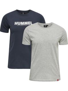hummel hmlLEGACY 2-PACK T-SHIRT T-Shirt GREY MELANGE/BLUE NIGHTS