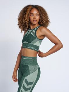 Rückansicht von hummel hmlVERA SEAMLESS SPORTS TOP Funktionstop Damen DARKEST SPRUCE/BASIL MELANGE