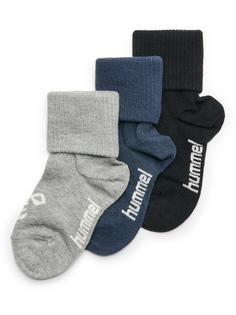 hummel SORA 3-PACK SOCK Freizeitsocken Kinder BLACK/GREY MELANGE/BLUE NIGHTS