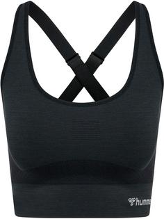 hummel hmlCLEA SEAMLESS SPORTS TOP Funktionstop Damen BLACK MELANGE