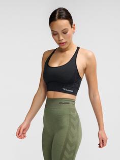Rückansicht von hummel hmlCLEA SEAMLESS SPORTS TOP Funktionstop Damen BLACK MELANGE