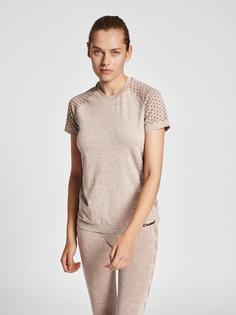 Rückansicht von hummel hmlCI SEAMLESS T-SHIRT Funktionsshirt Damen DRIFTWOOD MELANGE