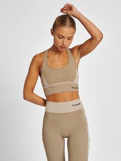 Rückansicht von hummel hmlCLEA SEAMLESS SPORTS TOP Funktionstop Damen CHATEAU GRAY/DRIFTWOOD MELANGE