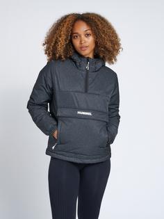 Rückansicht von hummel hmlAYDA ANORAK Trainingsjacke Damen BLACK MELANGE