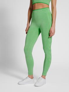 Rückansicht von hummel hmlMT UNA SEAMLESS MID WAIST TIGHTS Tights Damen SUMMER GREEN MELANGE