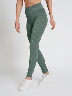 Rückansicht von hummel hmlTE CHRISTEL SEAMLESS MW TIGHTS Tights Damen LILY PAD/ LAUREL WREATH MELANGE