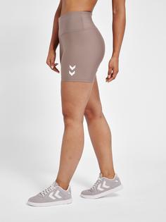 Rückansicht von hummel hmlTE TOLA HW TIGHT SHORTS Funktionsshorts Damen DRIFTWOOD