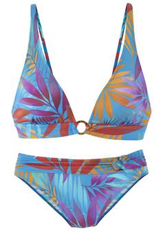 Lascana Triangel-Bikini Bikini Set Damen blau bedruckt