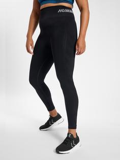 Rückansicht von hummel hmlTE PACE SEAMLESS HW TIGHTS PLUS Tights Damen BLACK